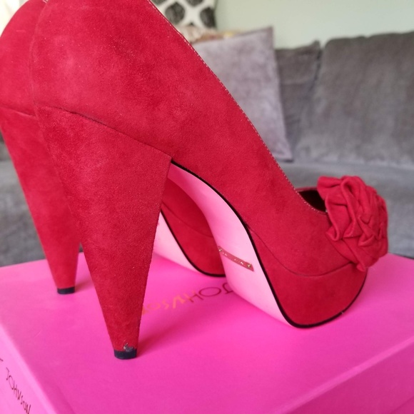 Betsey Johnson Suede Kalen Peep Toe Pumps - Picture 6 of 10